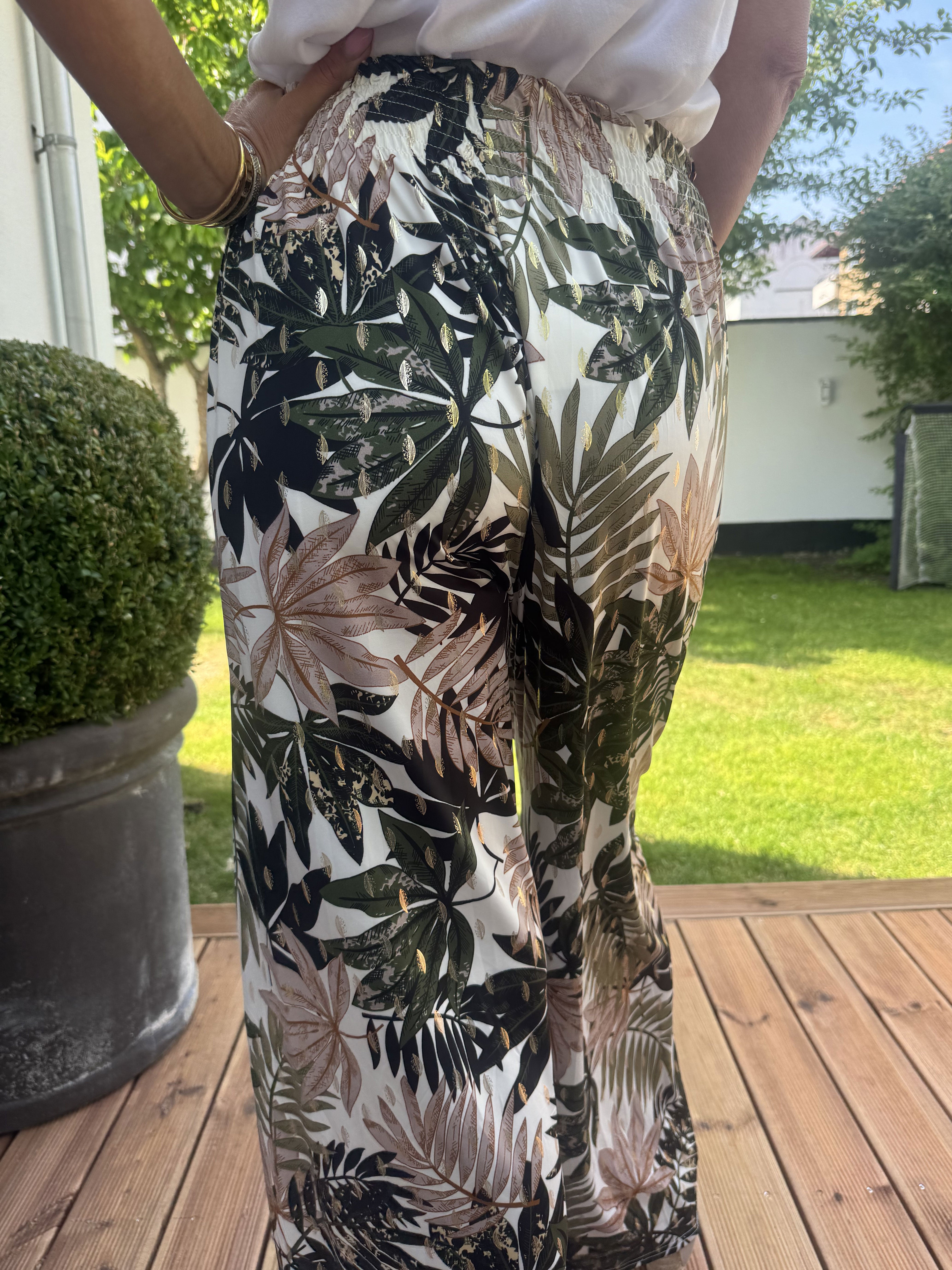 Pams Leaf Pants - Lækkert elastisk stof, som er krølfrit